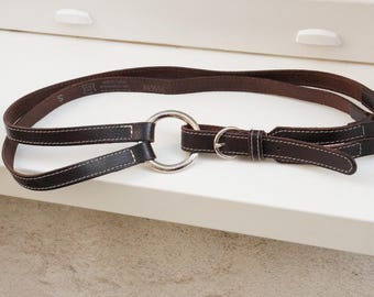 Vintage Brown Embossed Leather Belt: Schuchard & Friese  display picture 1