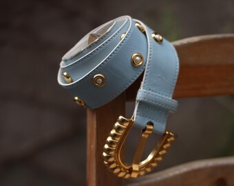 80s Vintage Escada Orange Leather Belt Jeweled - Etsy display picture 2