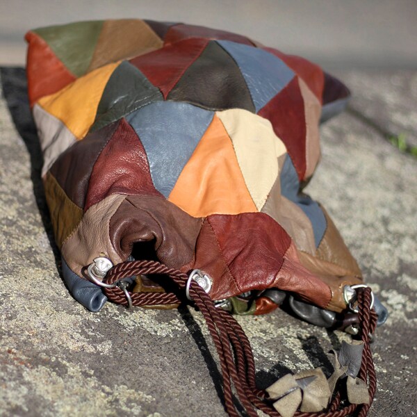 Vintage Brown Patchwork Leather Handbag main image 0