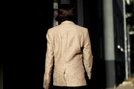 90s linen blazer| Vintage H&M pinstriped workwear… - image 3