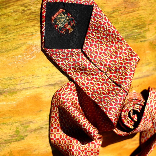 Corbata de seda Paolo Gucci de los años 70 / Corbata de herencia vintage en rojo / Corbata de ropa masculina de diseñador / Accesorio de seda unisex / Regalo para él