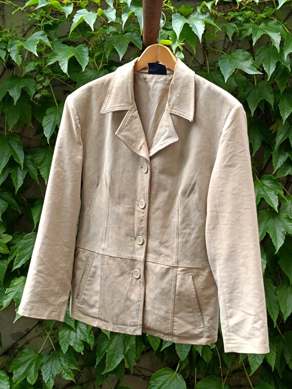 ヴィンテージスエードブレザー：80年代のミニマリストブラウン
