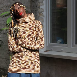 y2k Handgemachte Rollkragen | Vintage Brauner Winter Pullover Damen Minimalist Langarm Pullover