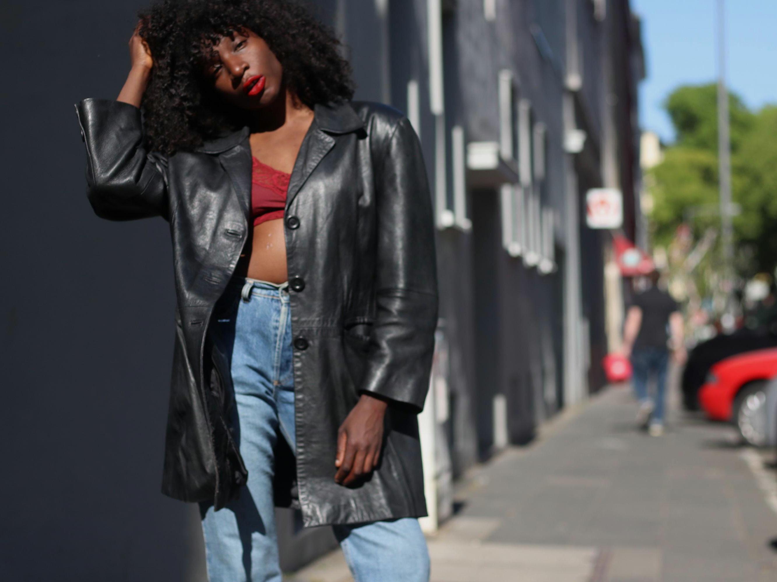 Vintage 90s Black Nappa Leather Blazer - Oversized Minimalist Coat
