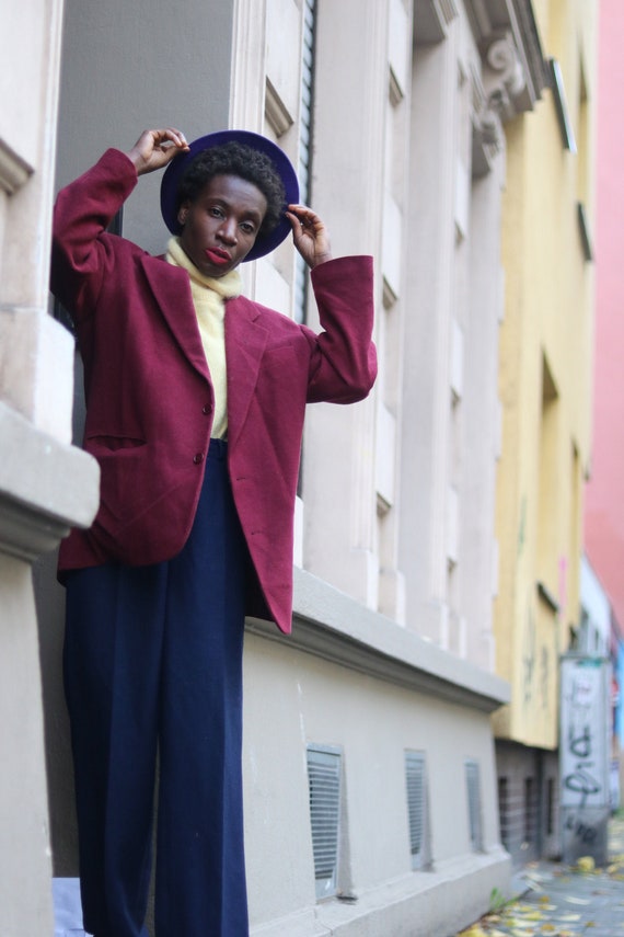Vintage 80s Red Woolen Blazer Size Small to Large