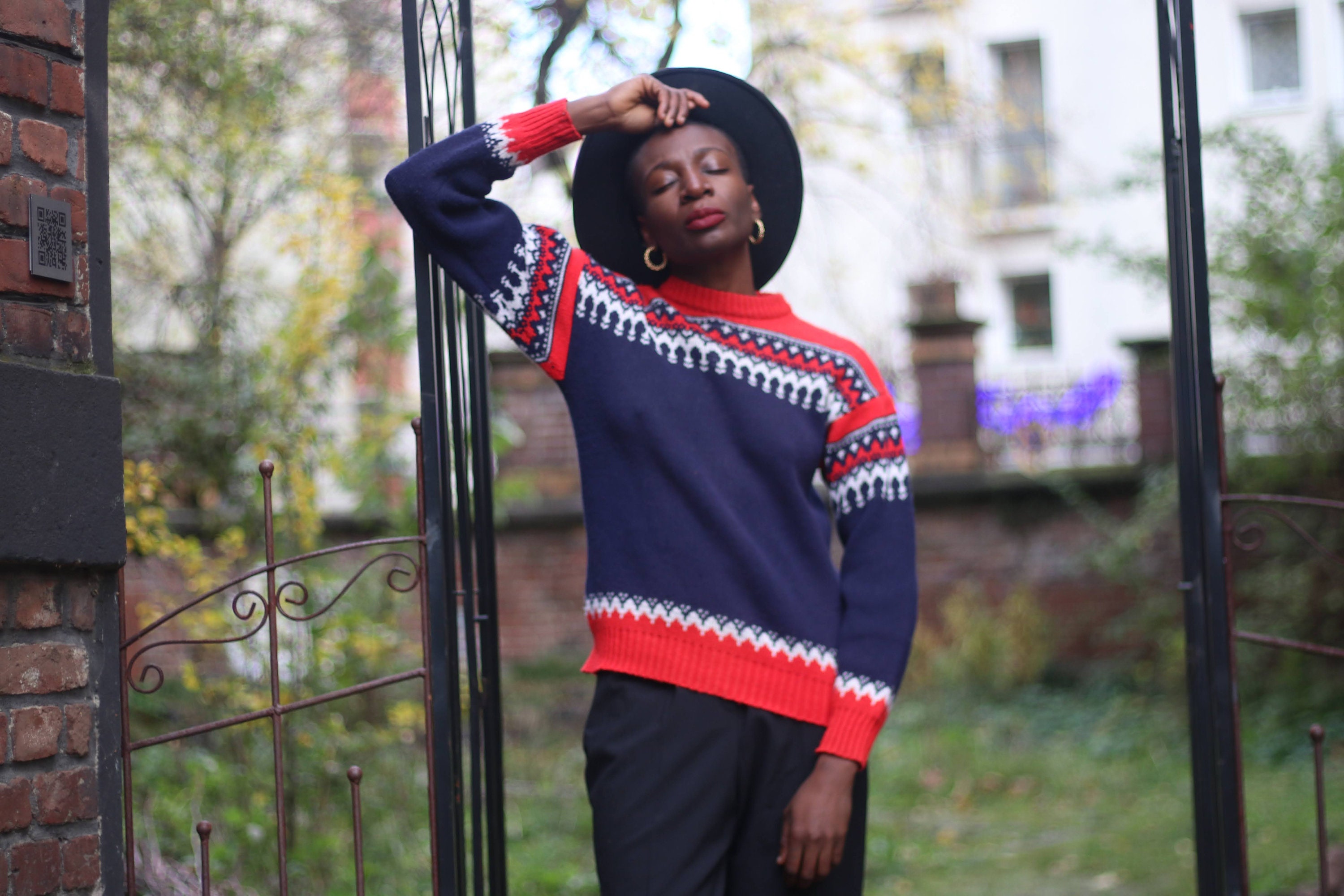 70s Vintage Nordic Sweater: Red and Blue Knit Statement Design - Etsy
