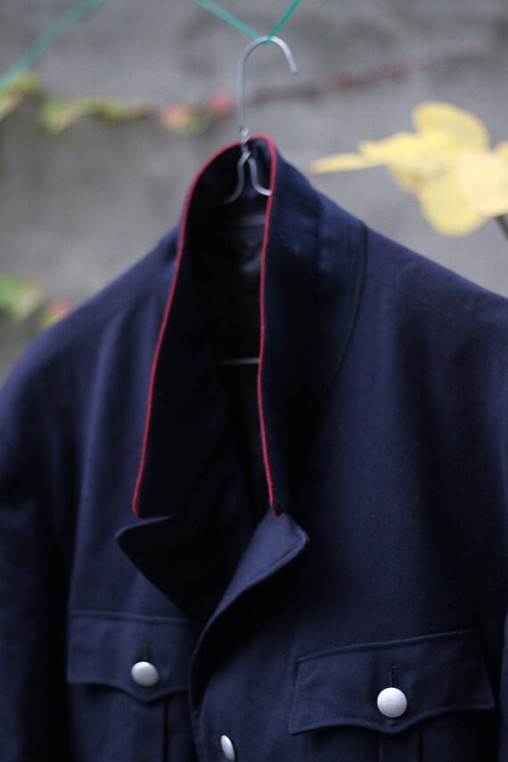 70s Vintage Military Blazer: Handmade Navy Jacket… - image 7