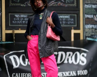 Vintage Escada Sport Trousers: 90s High-Waisted Pink Cotton Pants