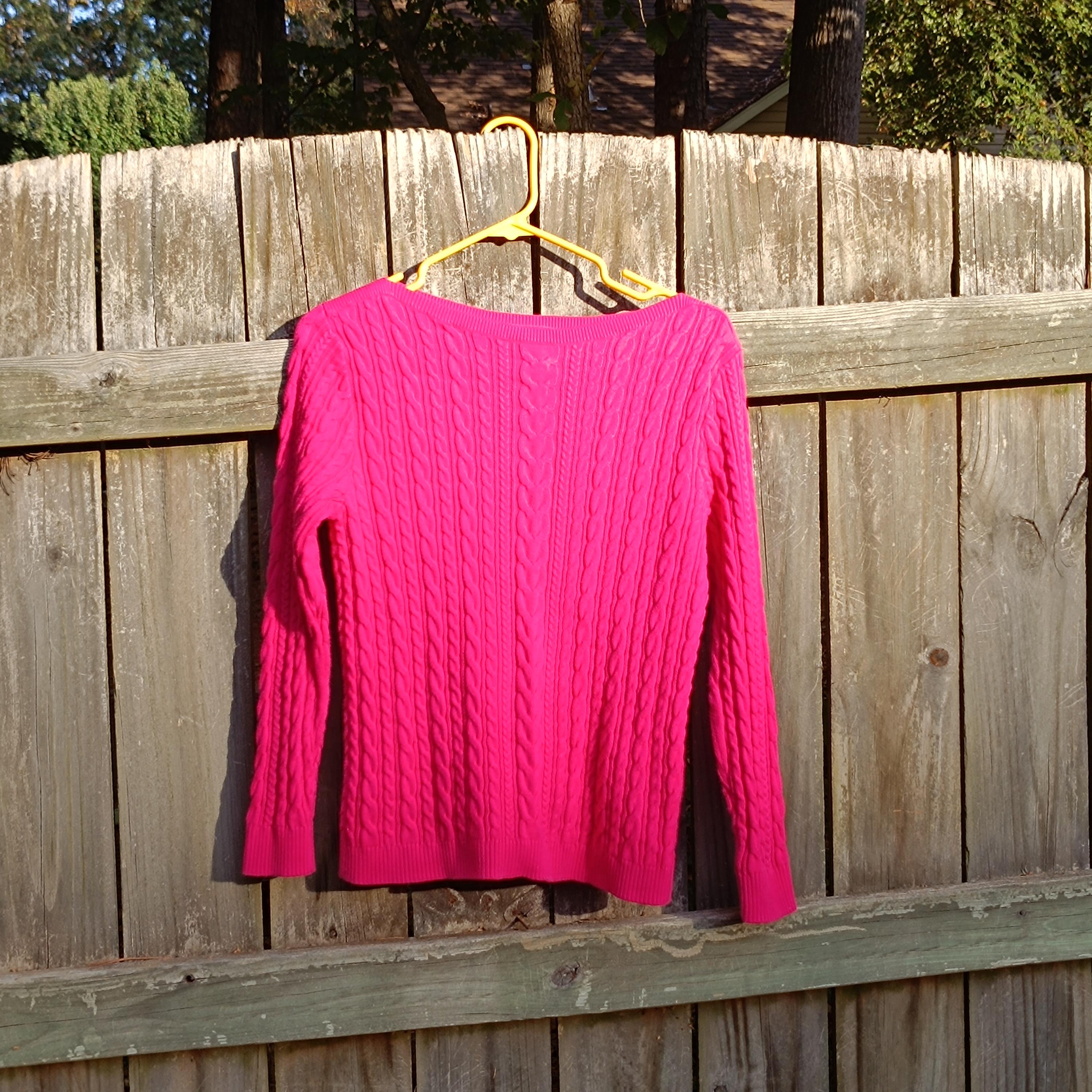 ミ*ん様 Lands' End ピンク セーター Vintage Lands' End Cable Knit Sweater | Hot Pink Cotton Boat Neck