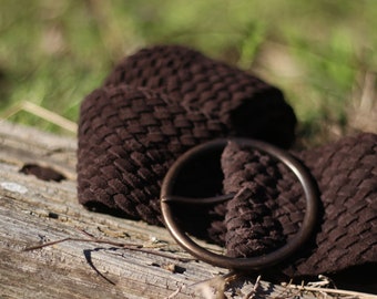 y2k Suede Belt | Vintage Brown Woven Belt | Women's Round-Buckled Bohemian Belt