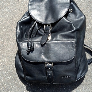 90s Esprit Backpack| Women's Vintage Black Leather Backpack