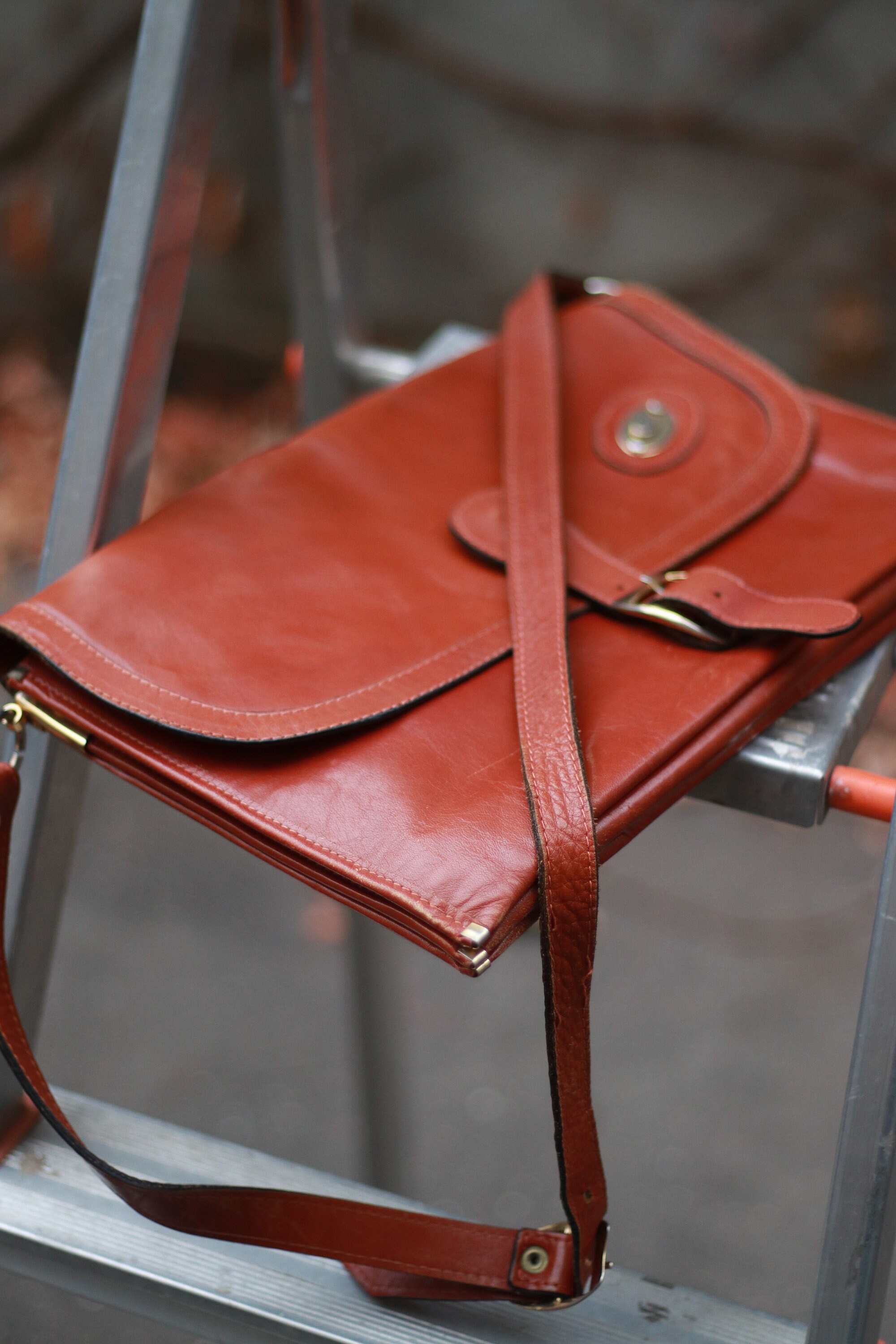 70s Brown Leather Shoulder Bag: Vintage Minimalist Clutch - Etsy