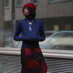 y2k Red Skirt| Vintage Festive Skirt with Geometric and Sheer Details