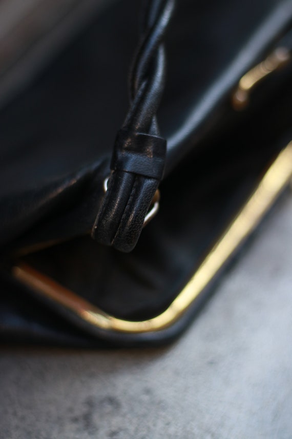 70s Black Leather Handbag | Vintage Women's Mini … - image 2