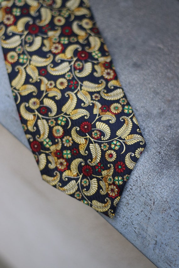 90s Pierre Balmain Silk Tie| Vintage Abstract Pri… - image 1