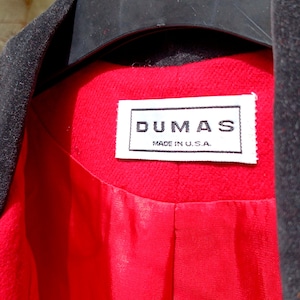 Vintage Dumas Blazer 80s Women's Oversized Blazer Tuxedo Style Minimalist Red Blazer image 2