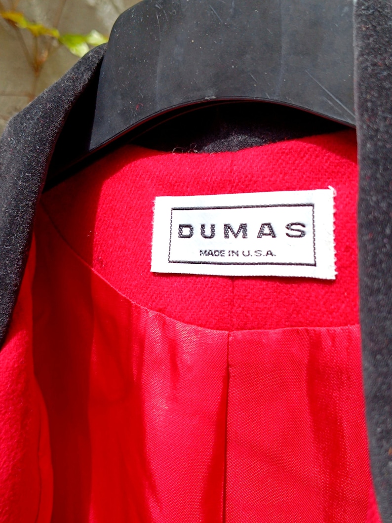 Vintage Dumas Blazer 80s Women's Oversized Blazer Tuxedo Style Minimalist Red Blazer image 2