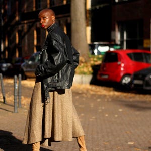 y2k bruine rok | Vintage Deadstock vrouwelijke maxirok met zakken | Landelijk geïnspireerde damesrok|