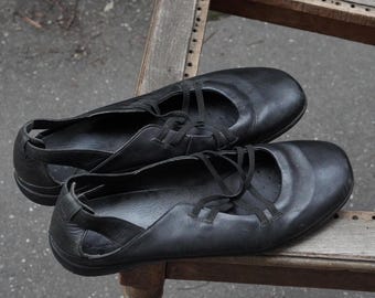 Zwarte leren ballerina's Mary Jane comfortschoenen met bandjes Slingback Remonte EU-maat 45