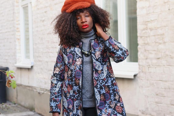 Vintage Paisley Floral Print Duster| Cotton Boho Coat| 80s 