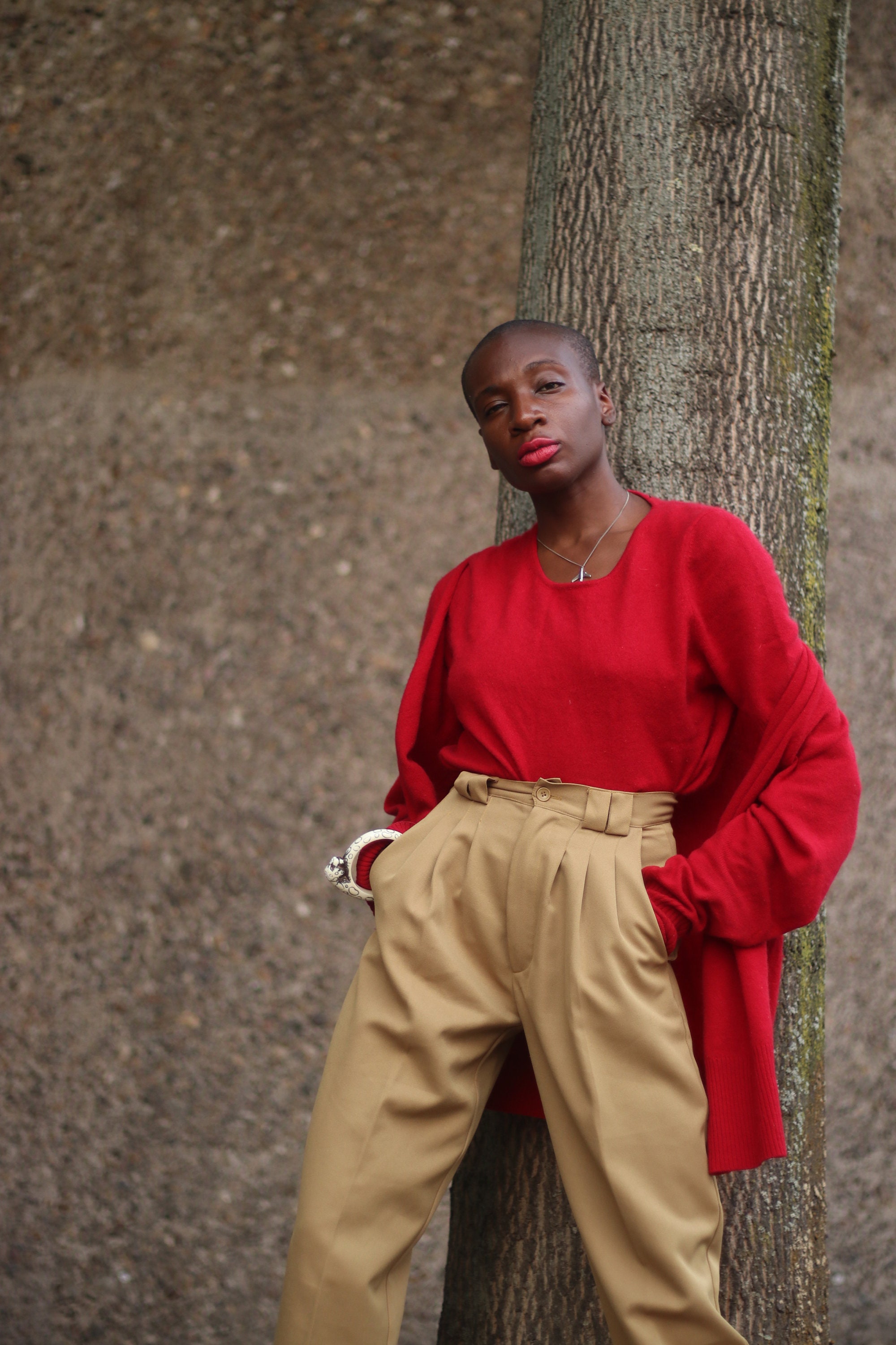 90er Jahre Kaschmir Twin Set| Vintage Rena Marx Zweiteiler Rot