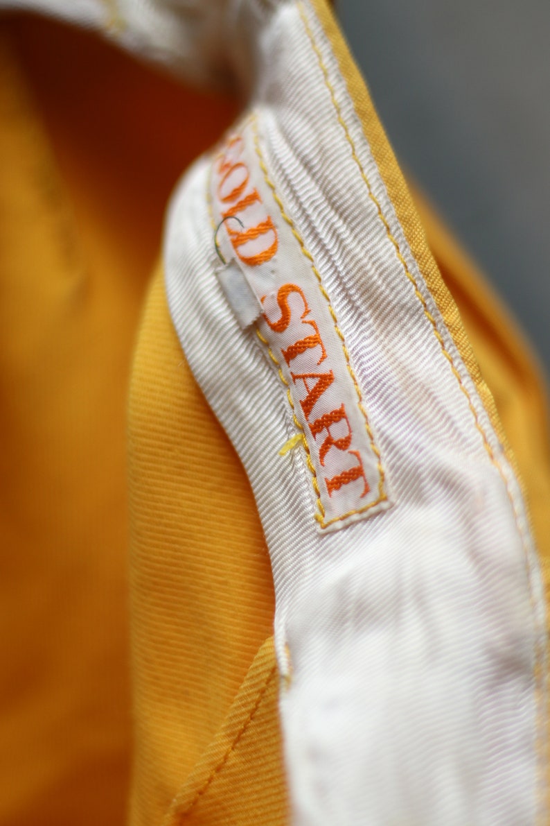 80s yellow shinny trousers Vintage bright yellow statement Stirrup pants image 6