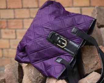 y2k Quilted Oversized Tote| Vintage Purple Women's Shoulder bag| Minimalist Big Handbag