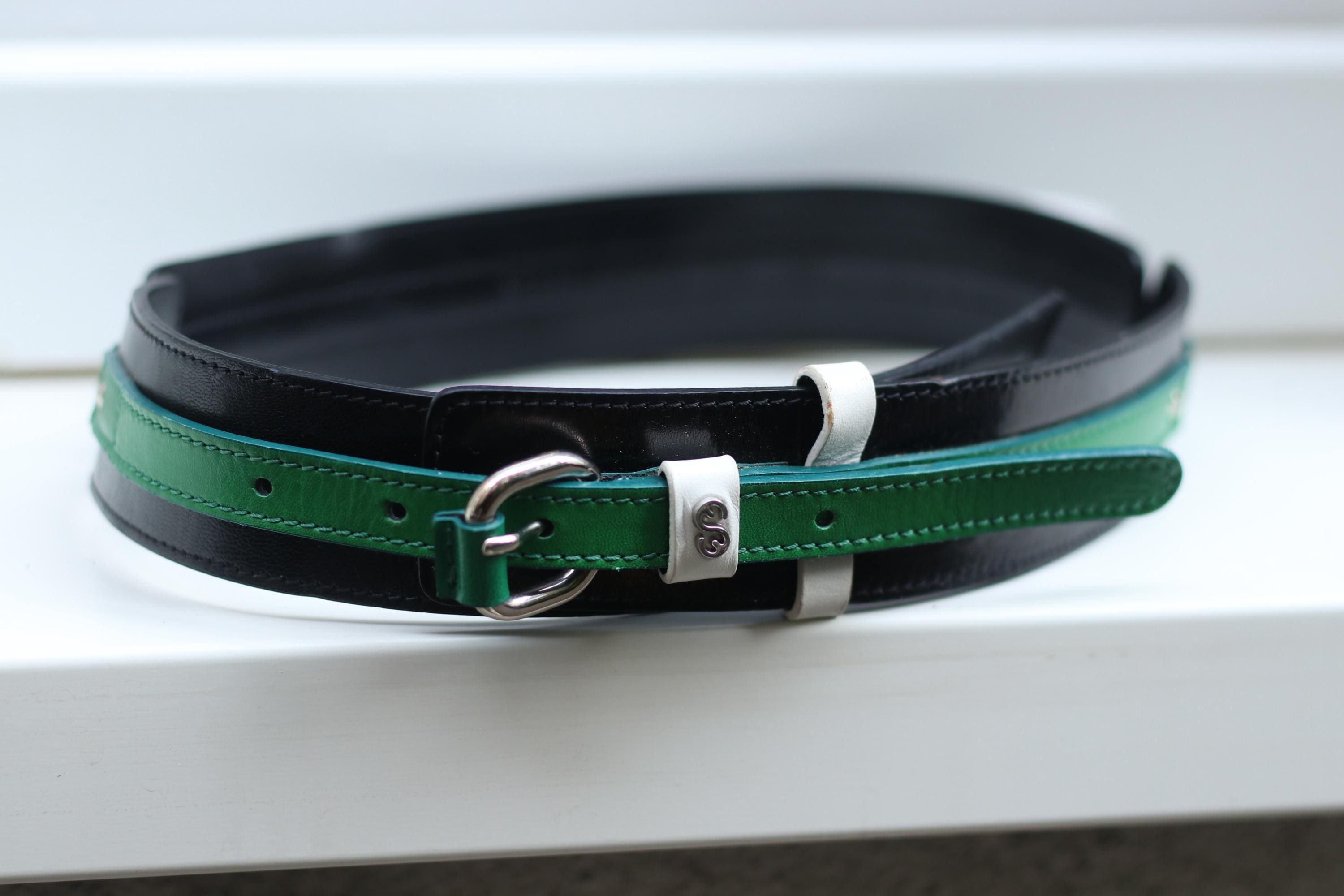 Vintage Escada Sport Reversible Leather Belt: Black & Green  display picture 1