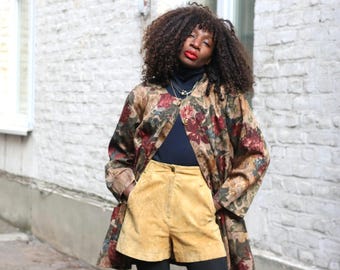 Vintage Senfgelbe Wildleder Shorts | 70er Jahre Damen High Waisted Echt Leder Boho Festival