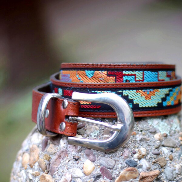 90s Ethno Chic Belt| Vintage Bohemian belt| Women's Western-inspired Multi-colored Belt