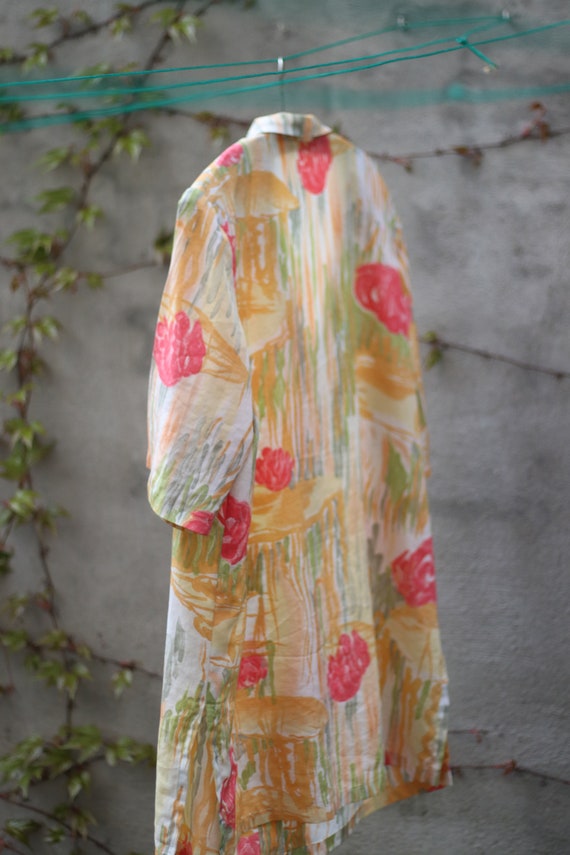 90s oversized floral print Blouse or mini dress| … - image 4