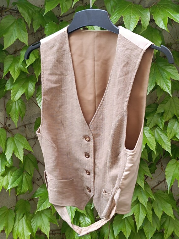 90s Minimalist Vest| Vintage Brown Fitted Vest| C… - image 3