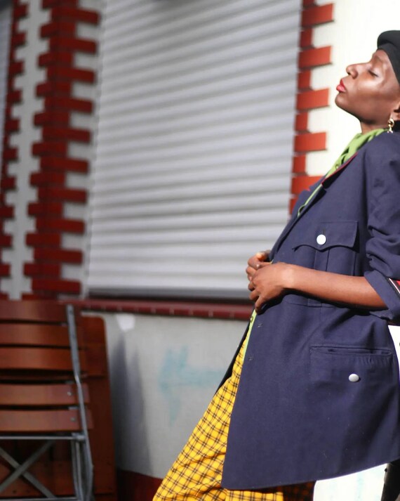 70s Vintage Military Blazer: Handmade Navy Jacket… - image 3