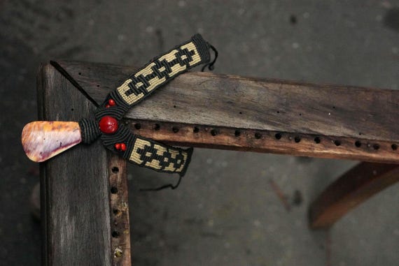 Handmade Macramé Statement Necklace Shell Pendant… - image 1