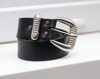 Vintage Studded Richard Gampel Belt| Black and Silver  display picture 1