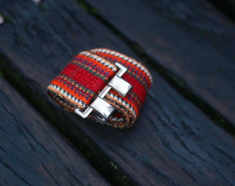 Vintage Red Waist Belt |90s Women's Striped Maximalist Belt