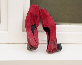 red dress snakeskin heels Y2K Red Faux Snakeskin Heels