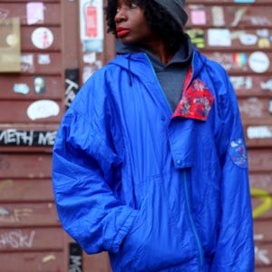 80s Ski Jacket| Vintage Blue Sporty Coat| Women's Puffer jacket| Men's Sporty Coat