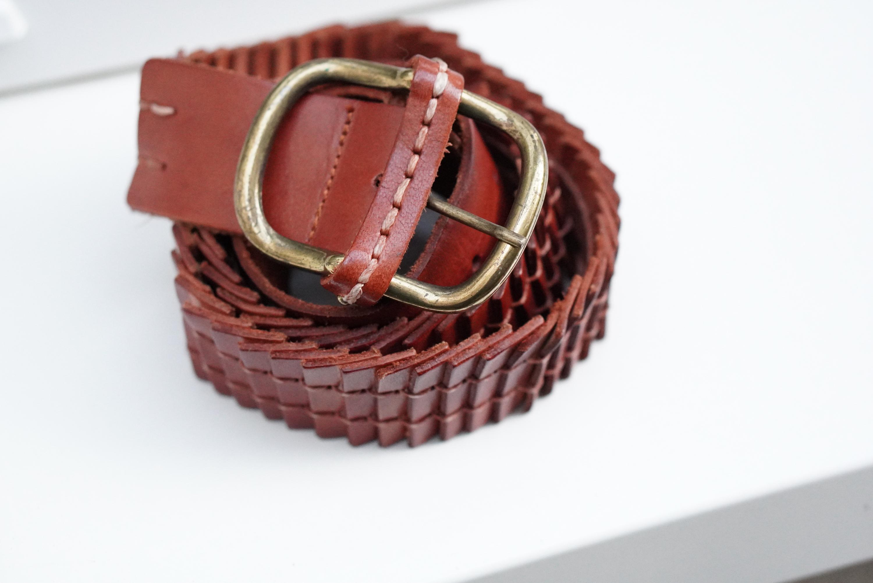 Vintage Brown Woven Leather Belt Braided Western Cowgirl Festival Womens Small‎ Brown Leather Braided Belts for Women for sale | eBay main image 3