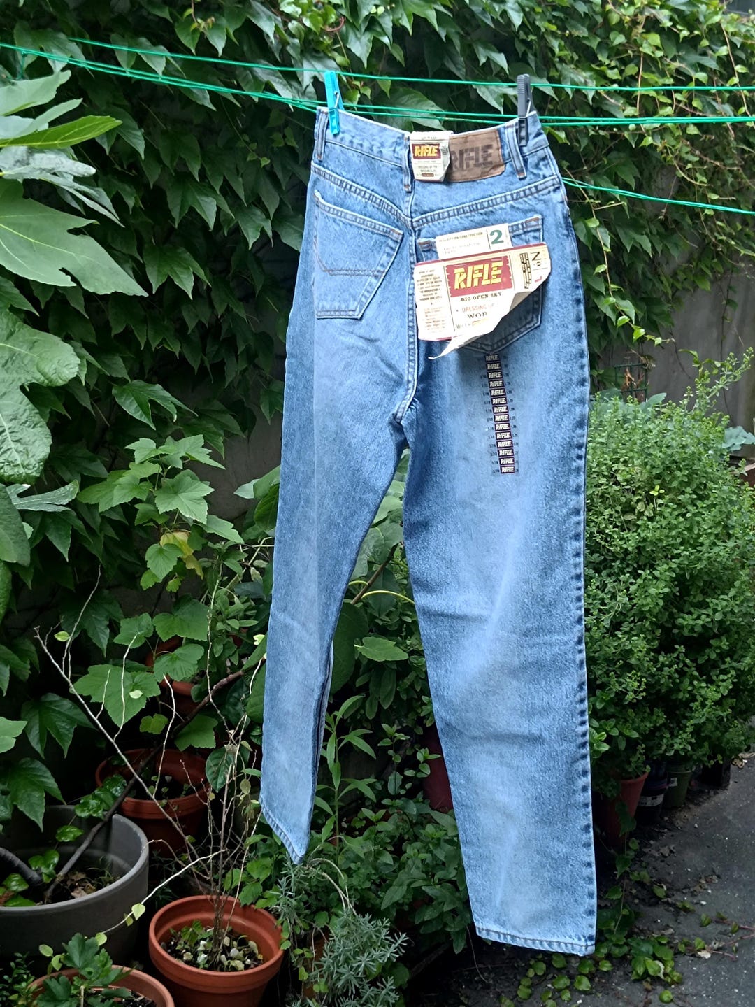 90s Rifle Jeans| Vintage Deadstock Blue Pants| Super Slim