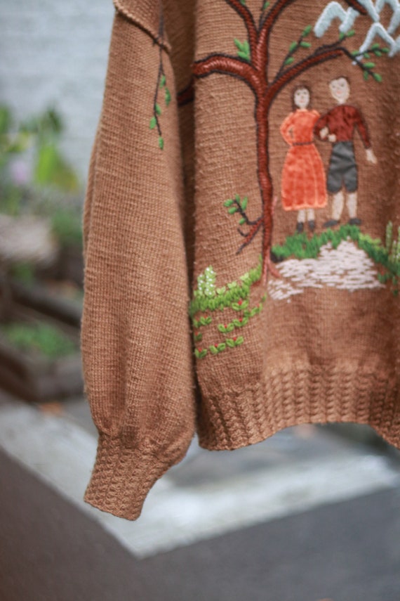 Vintage Handmade Sweater| 70s knit with embroider… - image 4