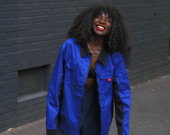 Vintage Denim Blue Chore Coat | Unisex Cotton Utility Work Jacket