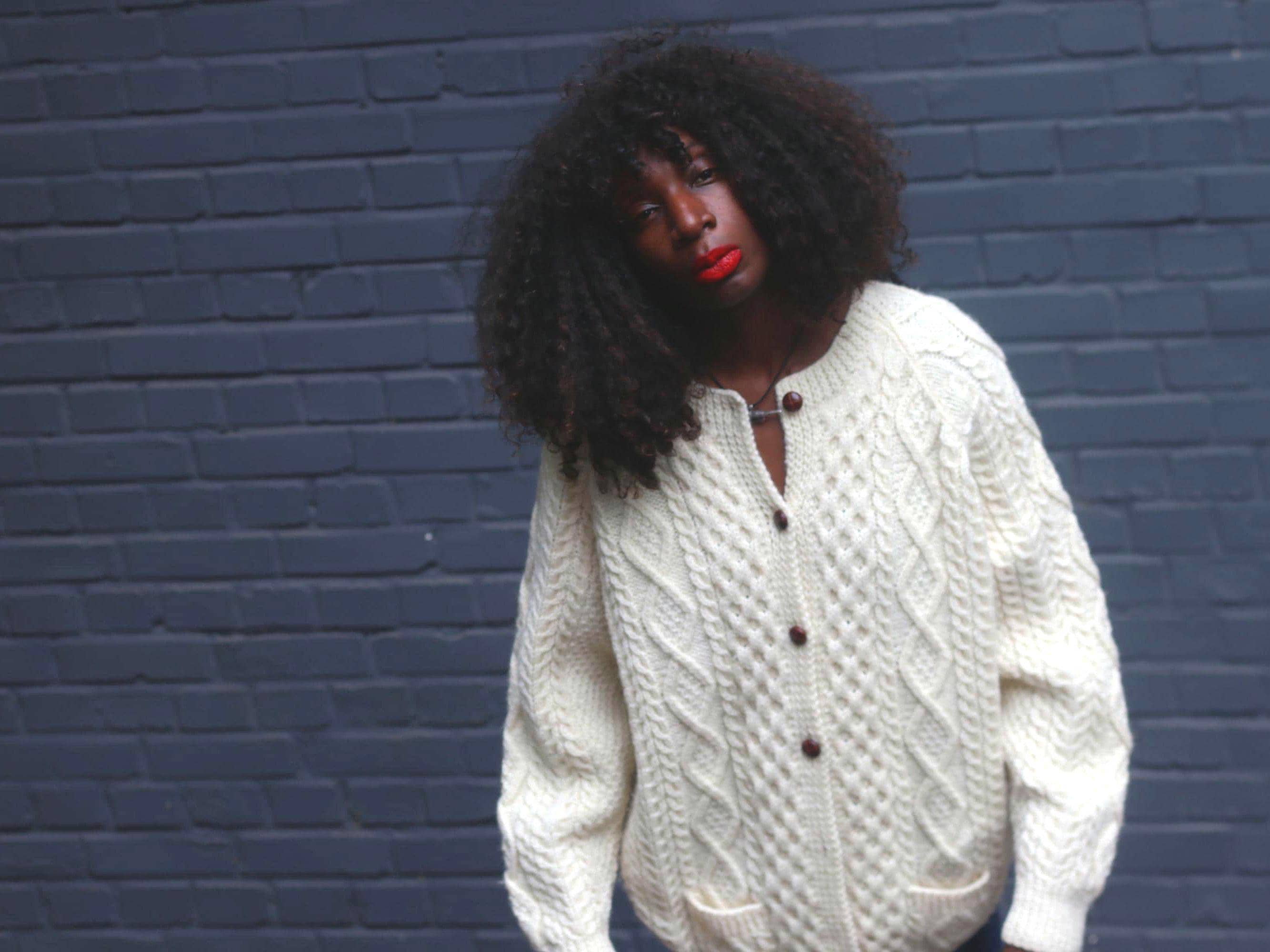 Vintage John Molloy Aran Knit Cardigan: Cream Virgin Wool Irish