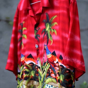 Vintage Muaro Gesandro Hawaiian Shirt Unisex red short sleeved shirt with tropical print image 2