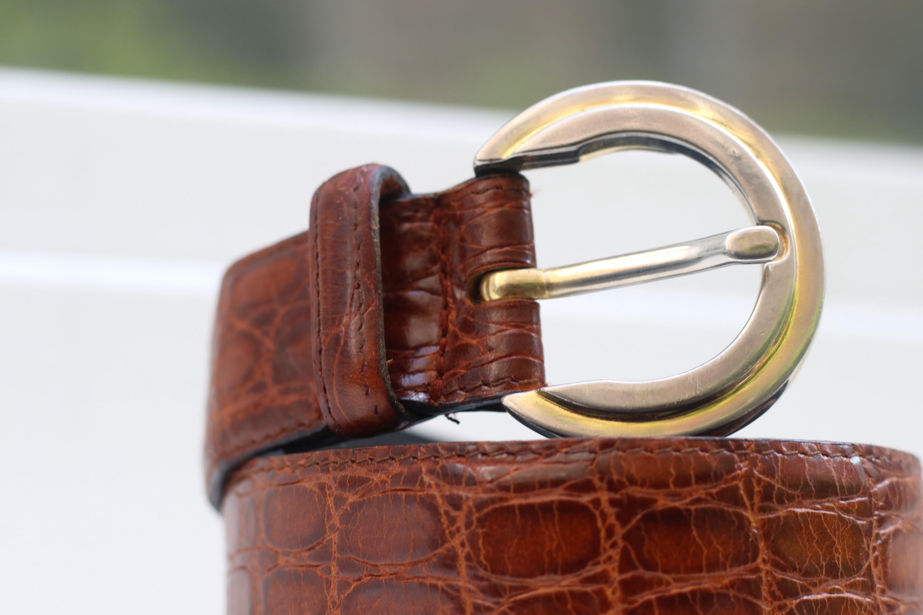Vintage 90s Schuchard & Friese chocolate brown leather braided belt Vintage Brown Embossed Leather Belt: Schuchard & Friese  main image 3