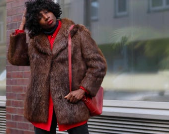 Vintage Chocolate Brown Fur Coat| 70s Parisian Glam Luxurious Winter Outerwear| Women's Textured Jacket