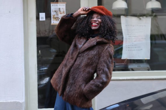 Vintage Chocolate Brown Fur Coat: 70s Parisian Glam Outerwear