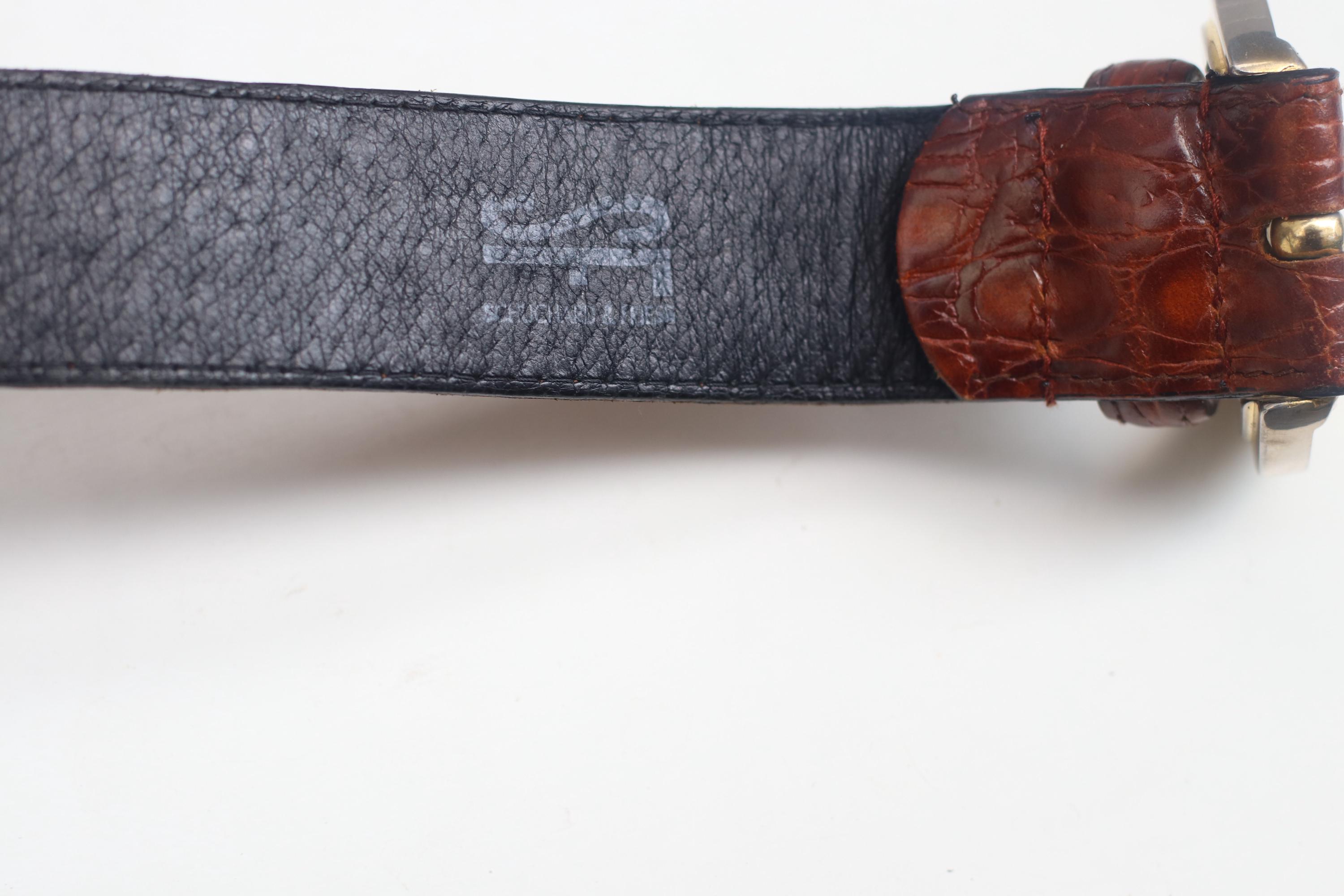 Vintage Brown Embossed Leather Belt: Schuchard & Friese  display picture 1