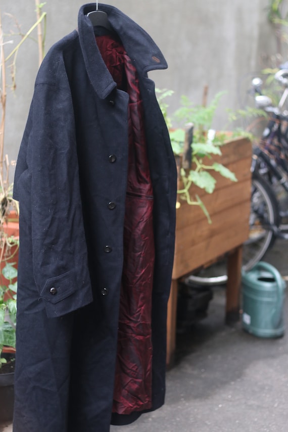 black coat with red lining