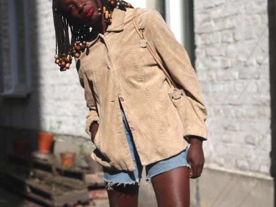 Vintage Fabiani Suede Jacket: 90s Minimalist Tan Button-up - Etsy